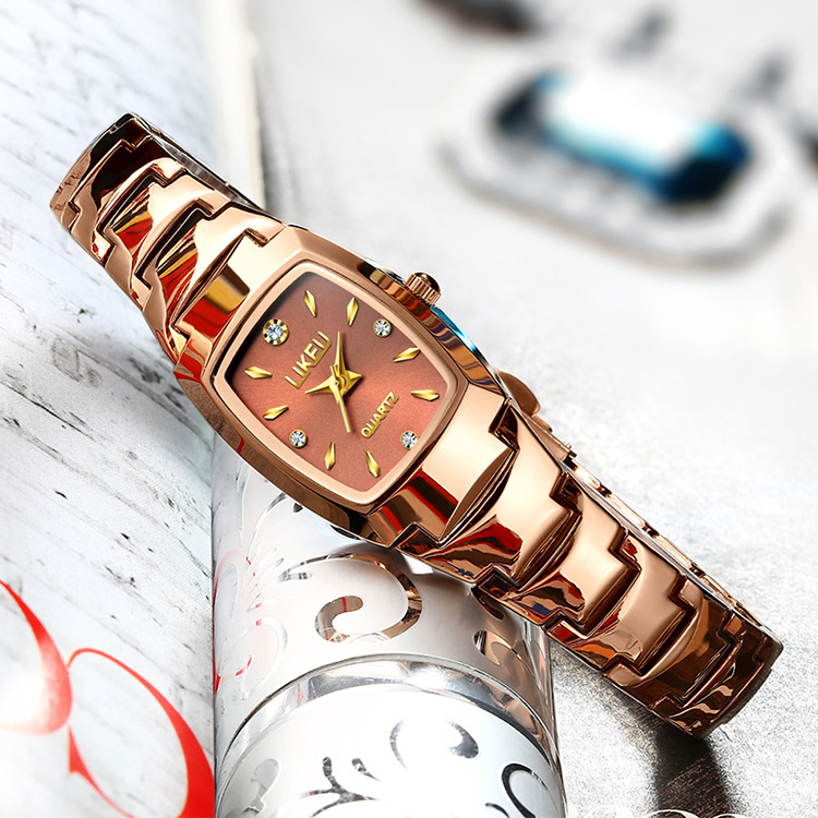 Hot sale Women's Watch Alloy Quartz Ladies Rose Gold Wrist Watch Waterproof 3ATM Tungsten steel color