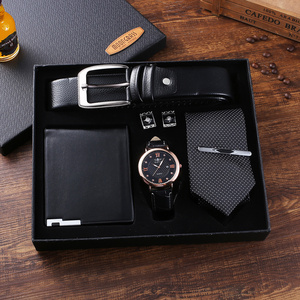 Luxury Top Brand Men's Watch Set High Quality Leather Belt Sunglasses Perfume Jewelry Watches Gift Set for Boyfriend Husband Dad