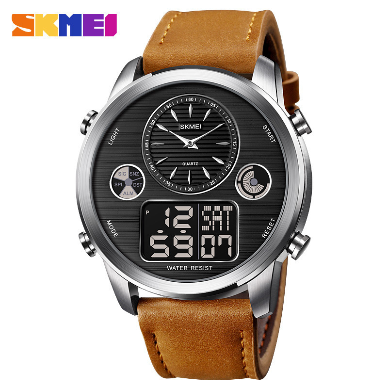 Trendy skmei leisure multifunctional world time LED night light 12/24 hour digital watches for mens sports watch