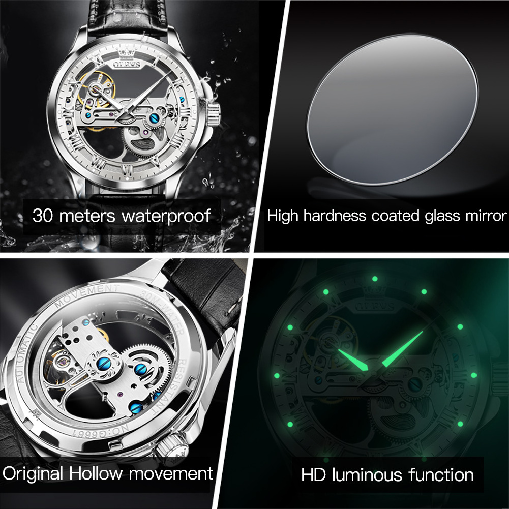 OLEVS 6661 custom logo fashion waterproof digital online mens wrist bands luxury tourbillon automatic mechanical wrist watches