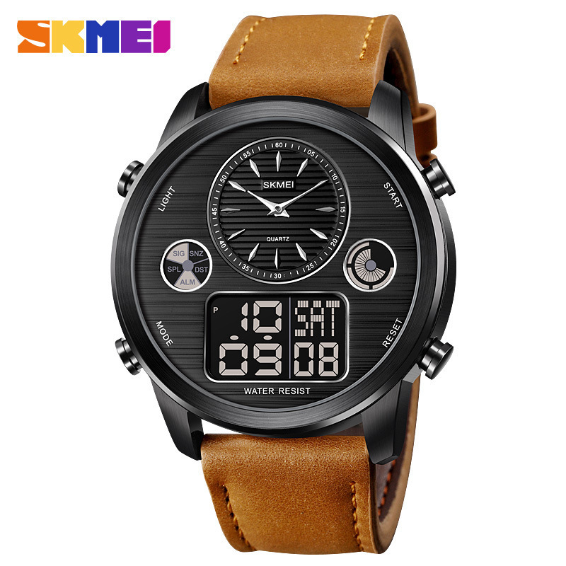 Trendy skmei leisure multifunctional world time LED night light 12/24 hour digital watches for mens sports watch