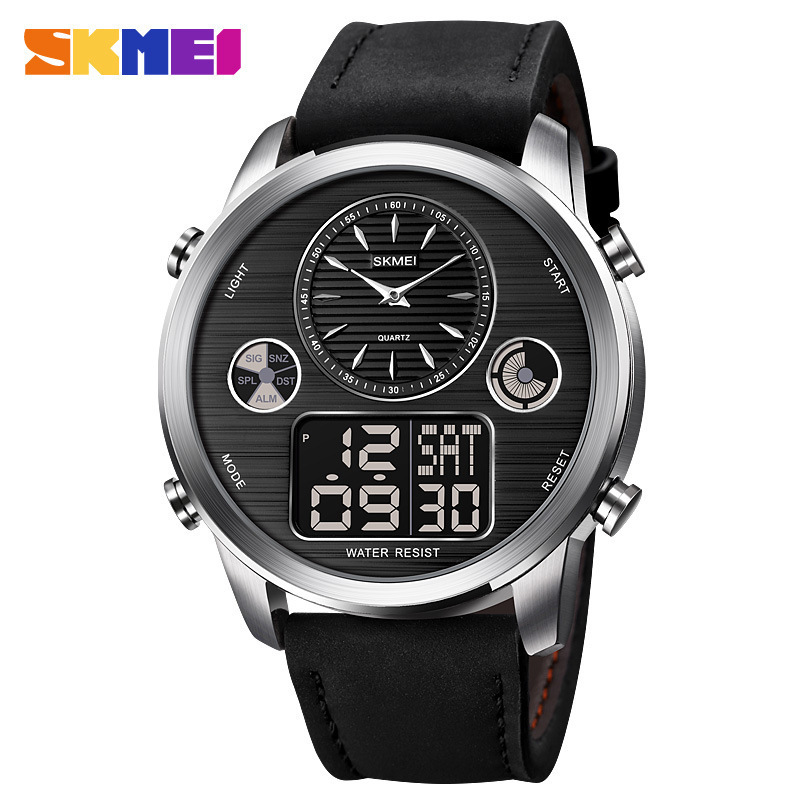 Trendy skmei leisure multifunctional world time LED night light 12/24 hour digital watches for mens sports watch