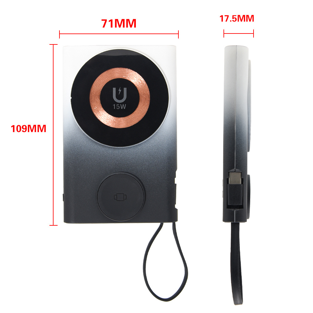 2 in 1 Fast Charging Power Bank with Cable Magnetic Wireless Charger For phone Smart Watch With Phone Holder