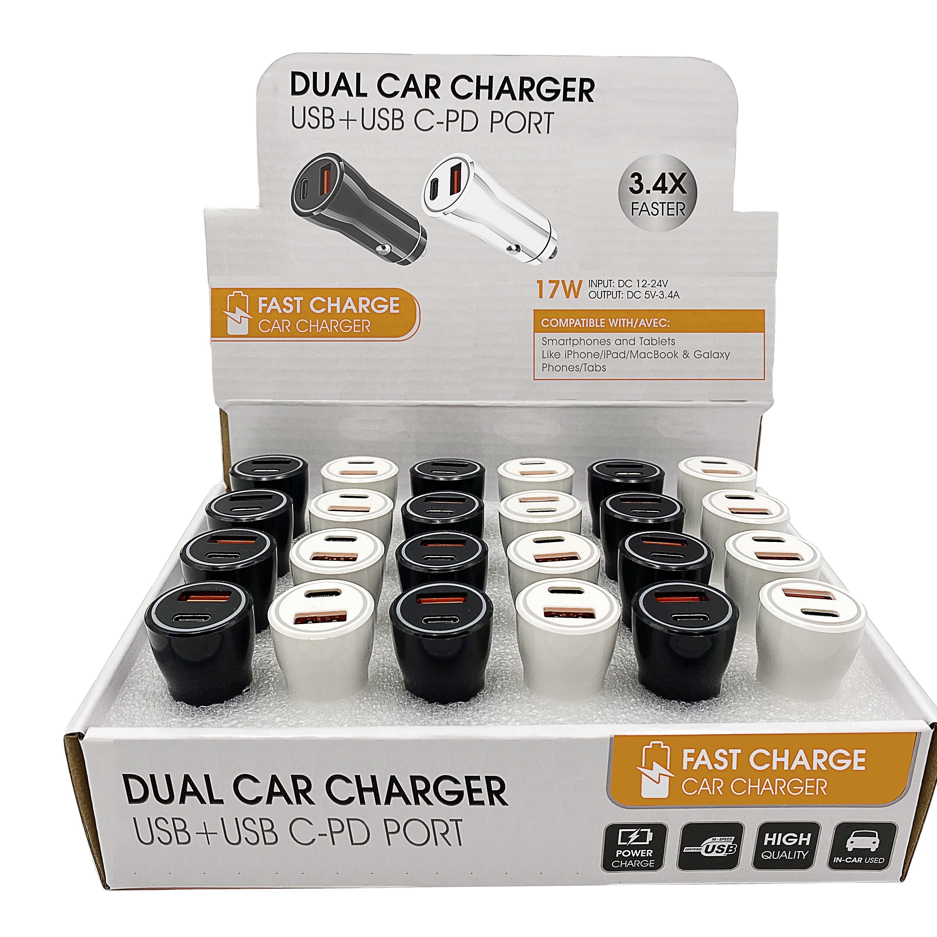 Car Accessories Mobile Phone 12V Quick Charge A+C PD Usb C Port Dual Usb Car Charger Fast Charging For Smartphones