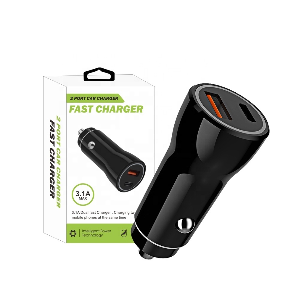 Car Accessories Mobile Phone 12V Quick Charge A+C PD Usb C Port Dual Usb Car Charger Fast Charging For Smartphones