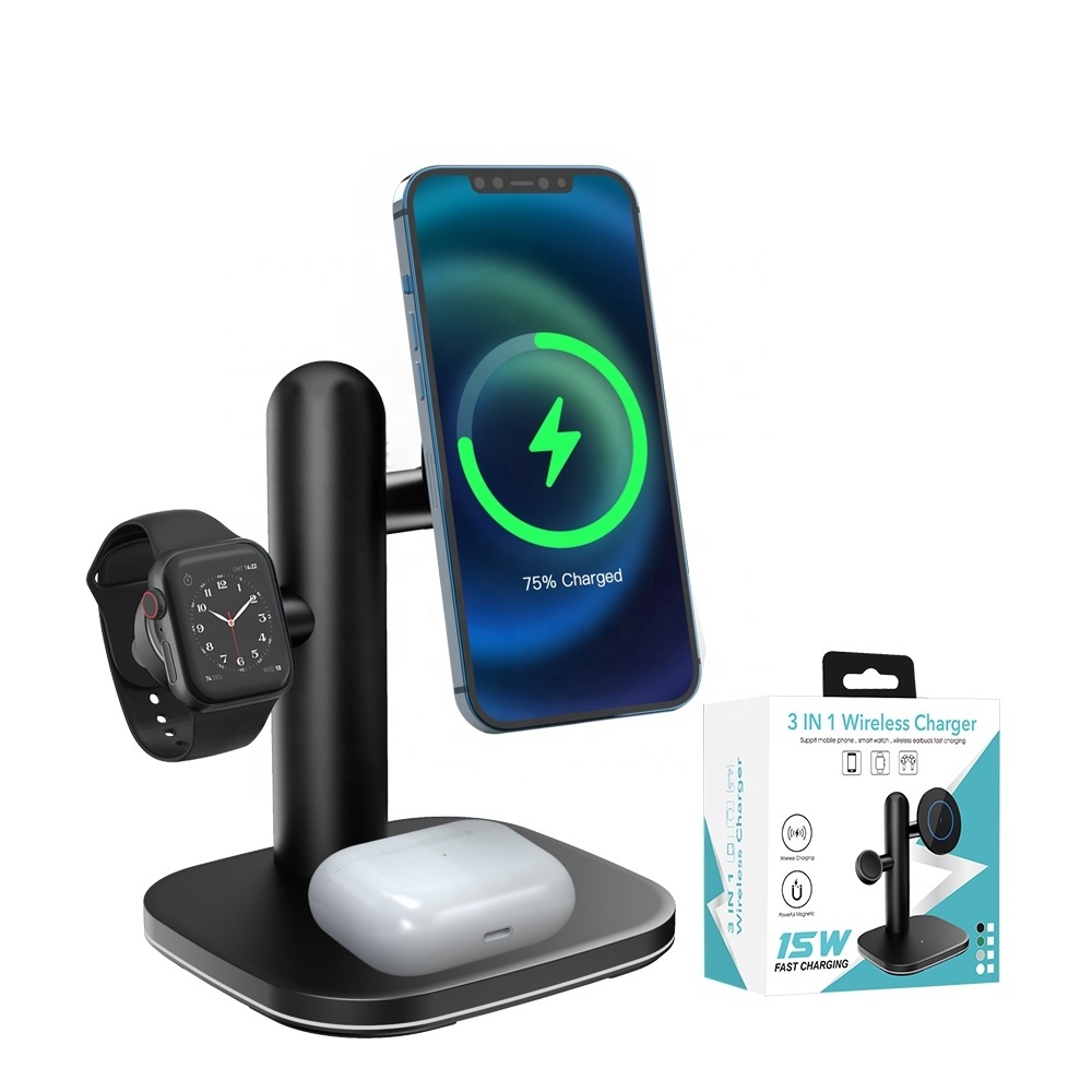 3 in 1 Wireless Charger Stand Fast Charging Cell Phone Mobile Phone Holder Multi-function Wireless Charger Station