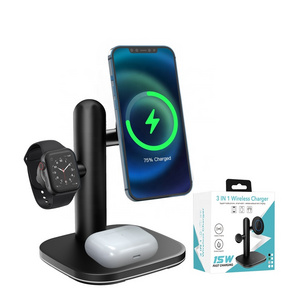 3 in 1 Wireless Charger Stand Fast Charging Cell Phone Mobile Phone Holder Multi-function Wireless Charger Station