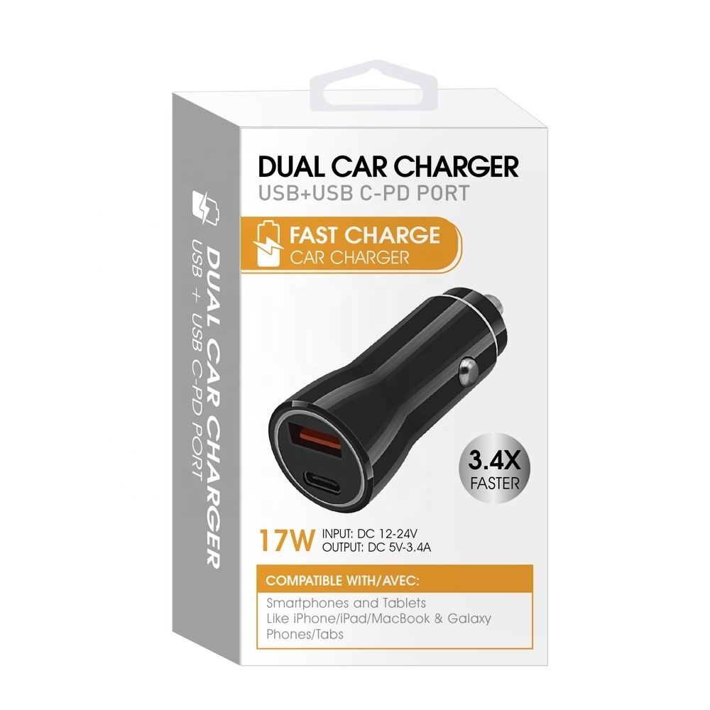 Car Accessories Mobile Phone 12V Quick Charge A+C PD Usb C Port Dual Usb Car Charger Fast Charging For Smartphones