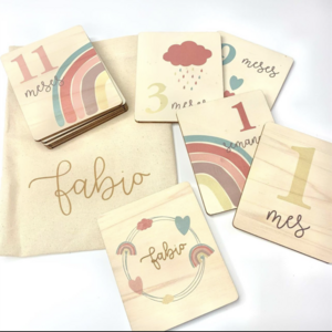 Monthly Souvenir Milestone Rectangle Cards Wholesale Double-sided Wooden Baby and Pregnancy Announcement Newborn Decoration Love