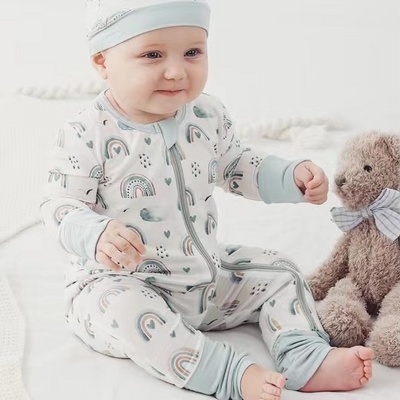 Etsy Hot Sell Toddler Infant Boys Girl Zipper Sleepwear Pajamas Organic Bamboo Baby Footie Jumpsuit Romper