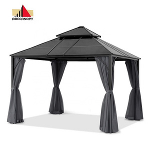 ABCCANOPY  Hardtop Gazebo Plegables Outdoor Polycarbonate Double Roof Gazebo Frame Permanent Pavilion Tan&Gazebo&Pergola