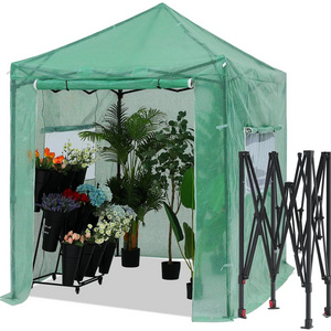 6'x4' 8'x6' 8'x8' Pop Up Greenhouse Walk-in Garden Greenhouse Foldable Gazebo for Indoor Outdoor with Roll Up Door and Window