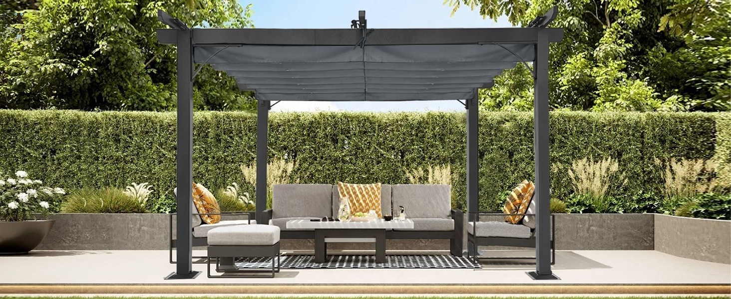 ABCCANOPY Outdoor Pergola UV Resistant Retractable Garden Pergolas Sun Shade Waterproof Garden Pavilion Arch Outdoor Canopy