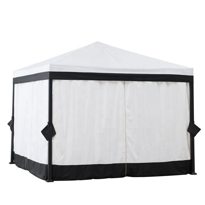 ABCCANOPY 10 Ft. W x 10 Ft. D Steel Patio Gazebo White Roof with White Side wall & White Mesh Walls