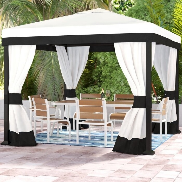 ABCCANOPY 10 Ft. W x 10 Ft. D Steel Patio Gazebo White Roof with White Side wall & White Mesh Walls