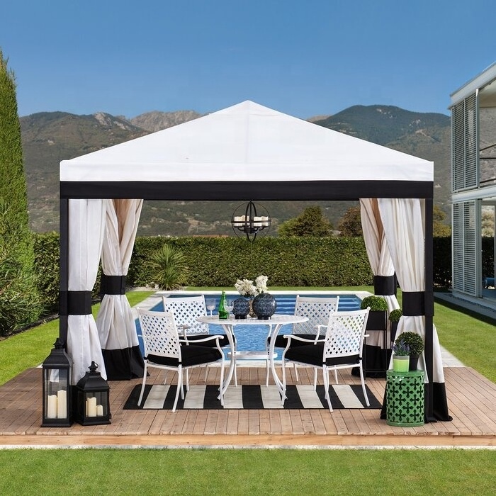 ABCCANOPY 10 Ft. W x 10 Ft. D Steel Patio Gazebo White Roof with White Side wall & White Mesh Walls