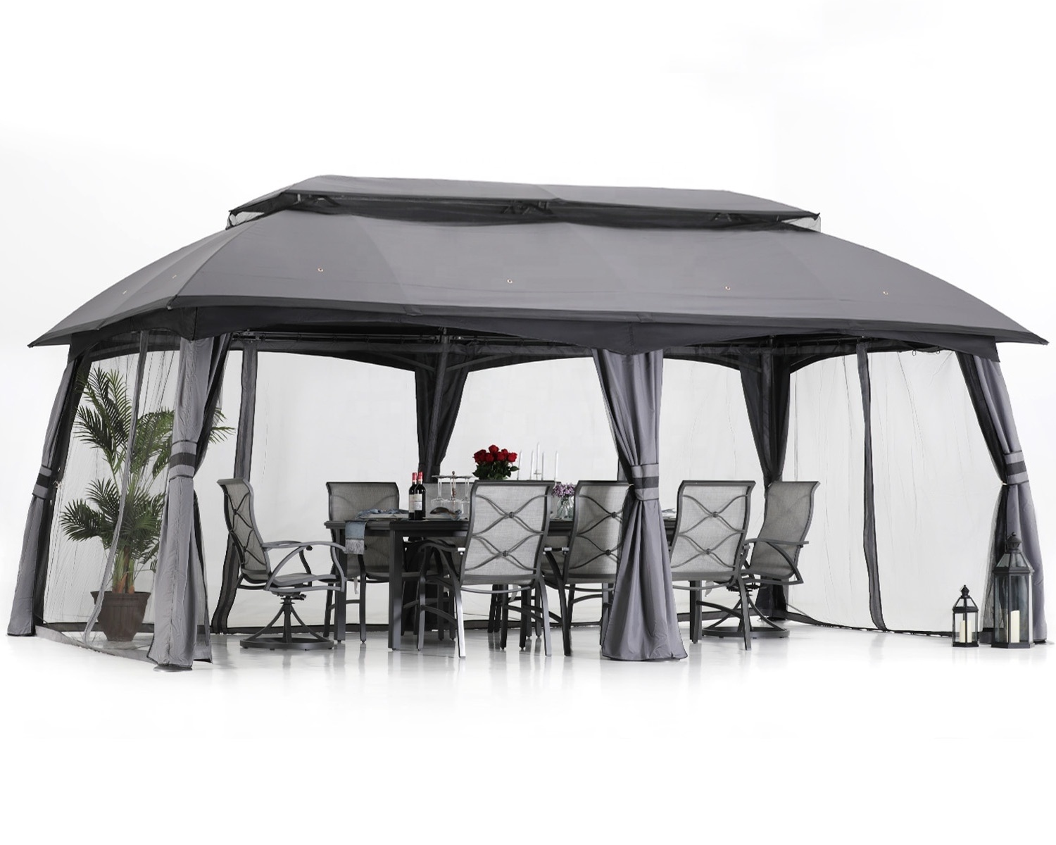 ABCCANOPY 10x20 Feet Garden Backyard gazebo Outdoor Tents  Outdoor Gazebo for Patios Canopy for Shade and Rain with Mosquito Net