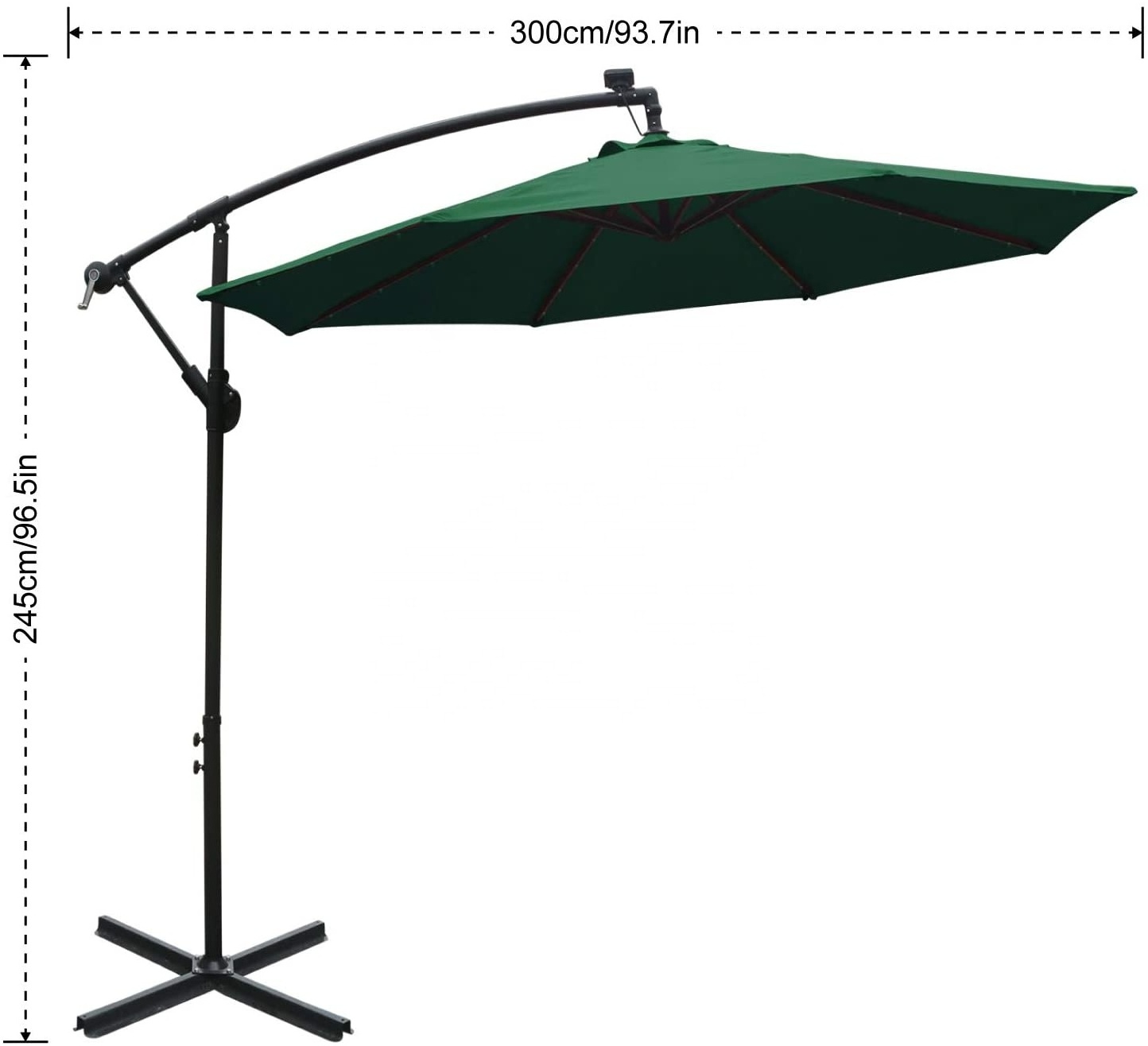 ABCCANOPY 10 FT Patio Offset Umbrella with 360 Degree Rotation,Outdoor  Hanging Umbrella ,Solar Powered LED Umbrella