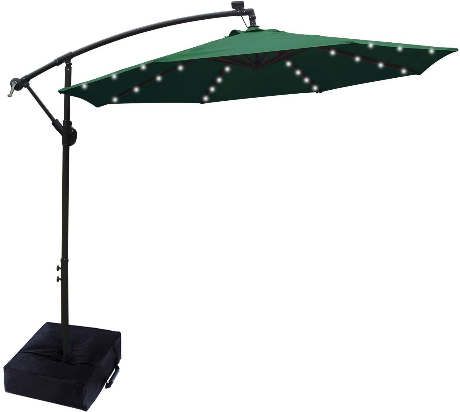 ABCCANOPY 10 FT Patio Offset Umbrella with 360 Degree Rotation,Outdoor  Hanging Umbrella ,Solar Powered LED Umbrella