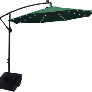 ABCCANOPY 10 FT Patio Offset Umbrella with 360 Degree Rotation,Outdoor  Hanging Umbrella ,Solar Powered LED Umbrella