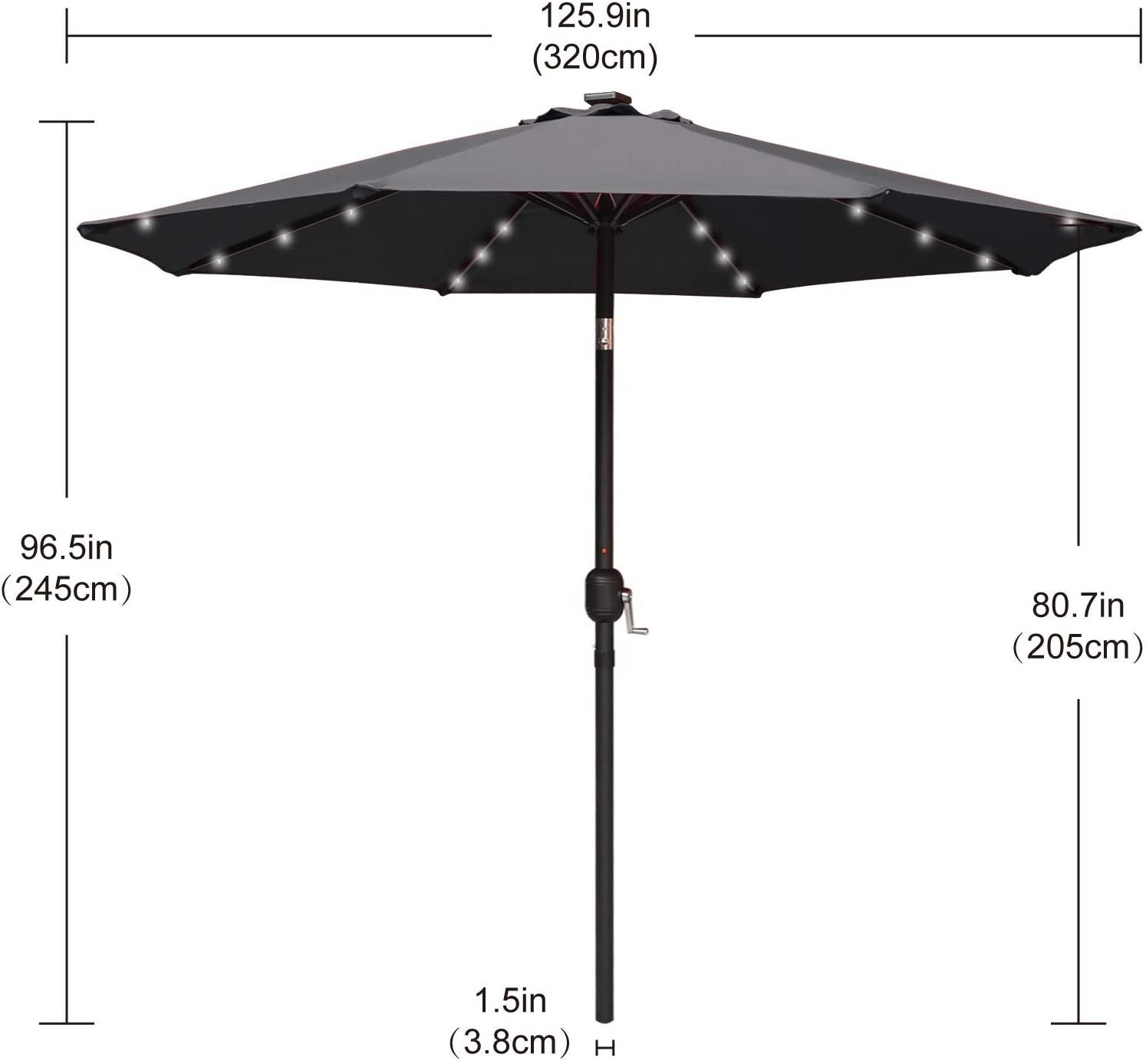 ABCCANOPY 9 FT Rectangular Patio Umbrella Solar Powered Outdoor Umbrellas Market Table Umbrella with 32 LED Lights,