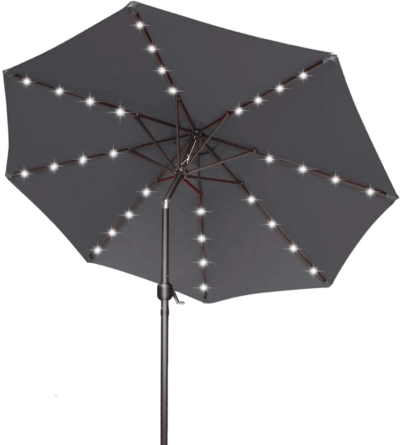 ABCCANOPY 9 FT Rectangular Patio Umbrella Solar Powered Outdoor Umbrellas Market Table Umbrella with 32 LED Lights,