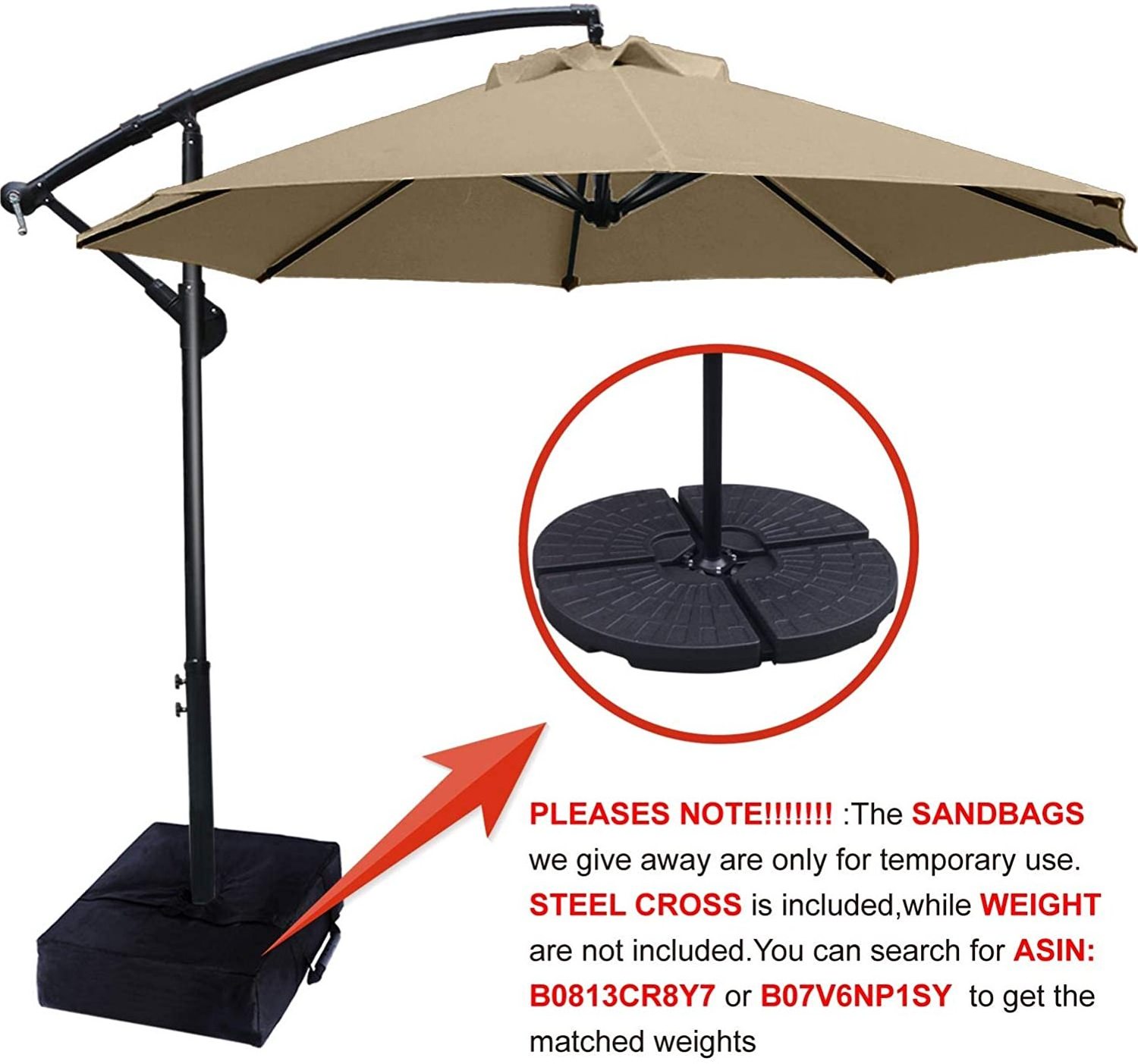 ABCCANOPY  10 FT Outdoor Patio  Cantilever Umbrella Offset Hanging Umbrellas r Market Umbrella with Crank & Cross base