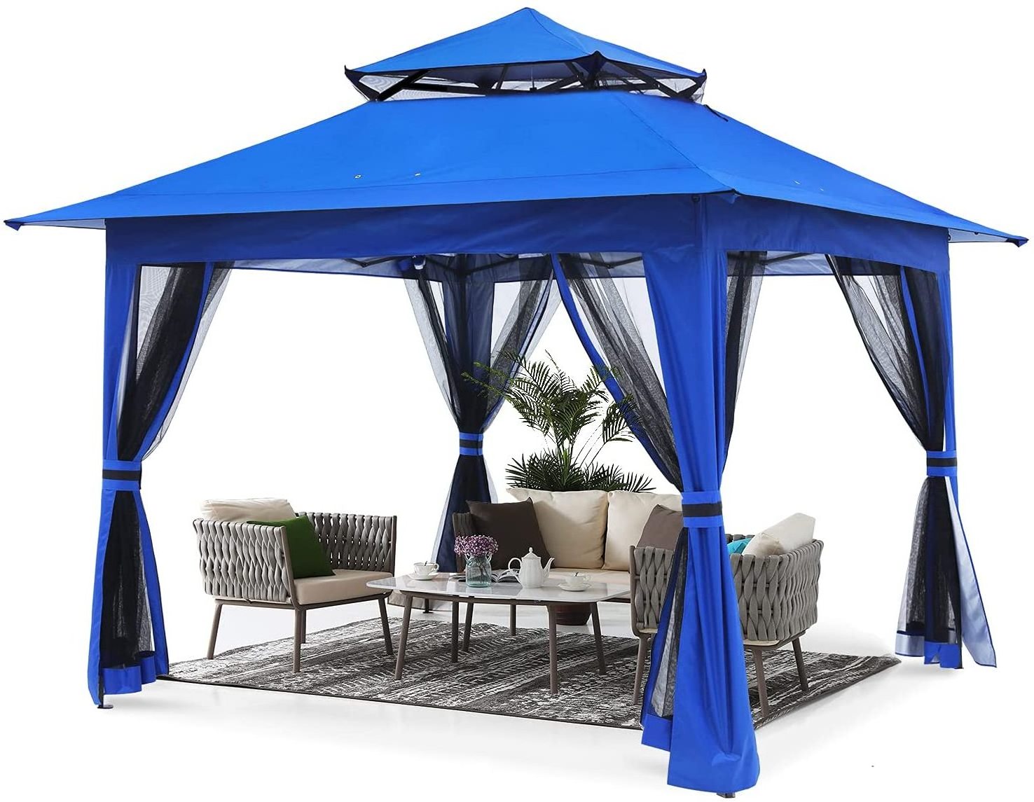 Outdoor Gazebo for Patios Canopy for Shade and Rain with Mosquito Netting, Soft Top Metal Frame Gazebo