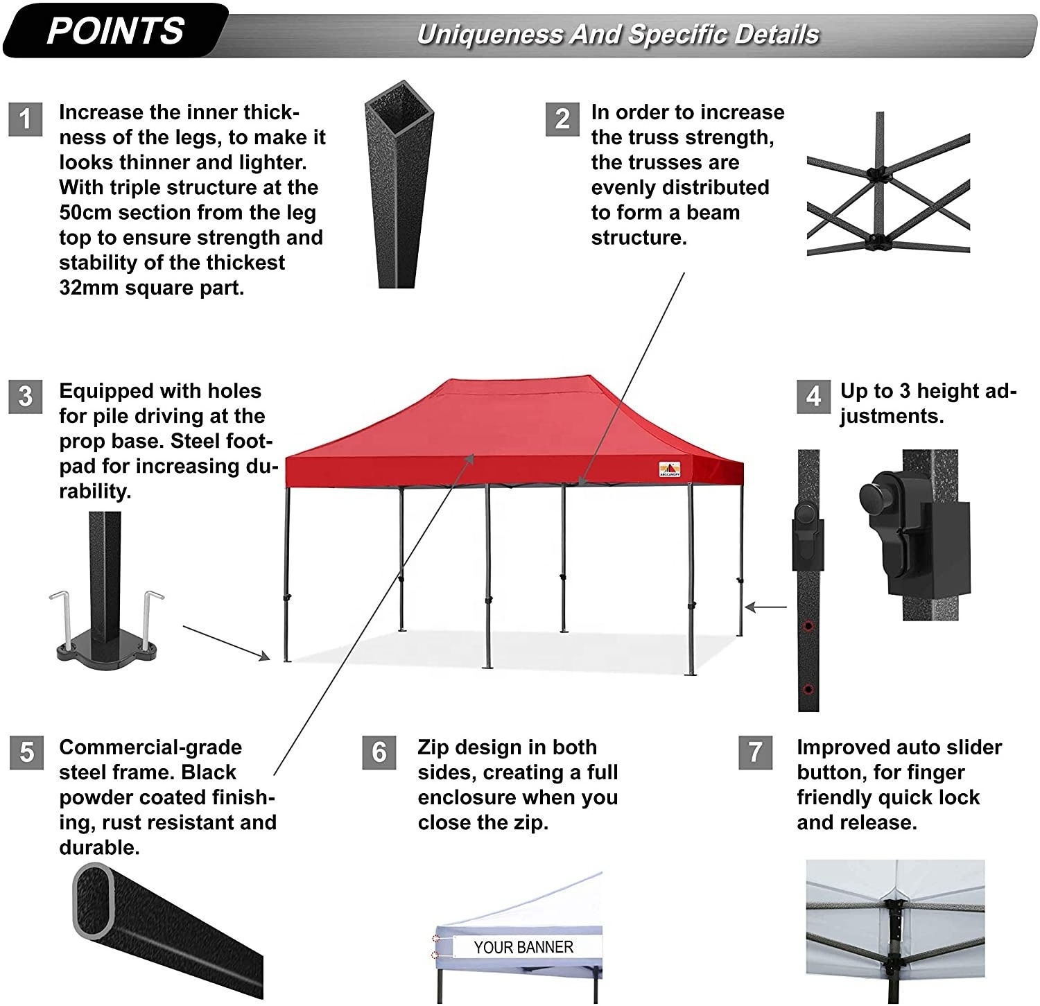 ABCCANOPY M2 Classification Flame Retardant Folding Gazebo Powder Coated Steel Pop Up Zelt Windowproof Heavy Duty Pop Up Tent