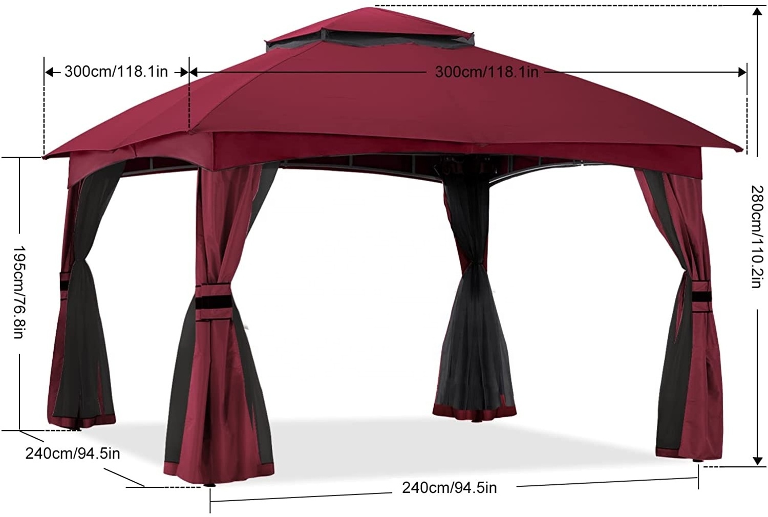 Moorehead Patio Gazebo 10 Ft x 10 Ft with Netting and Pole Covering by ABCCANOPY