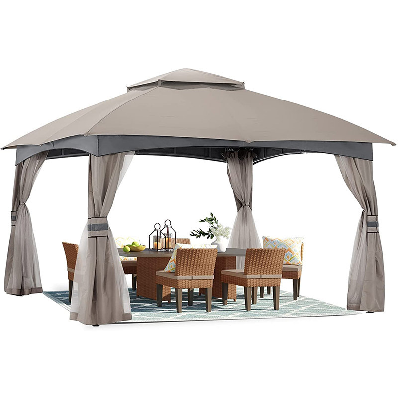 Patio Gazebo 10x12 Ft Outdoor Garden Tent Roman Gazebos with Bug Net