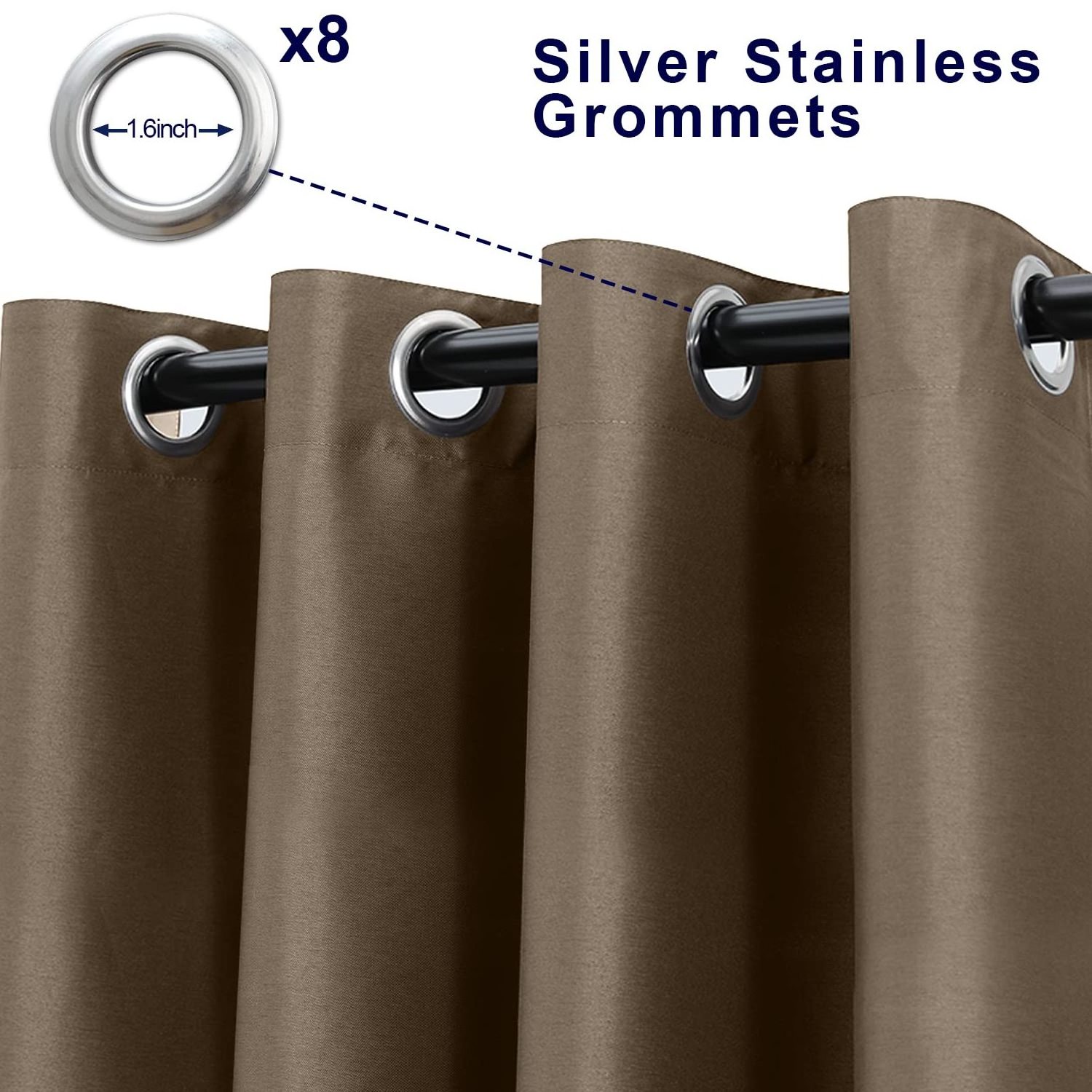 ABCCANOPY Outdoor Curtains 54'' x 95'' Waterproof Sun Blocking Patio Privacy Drapes with Grommets for Gazebo Porch Pergola