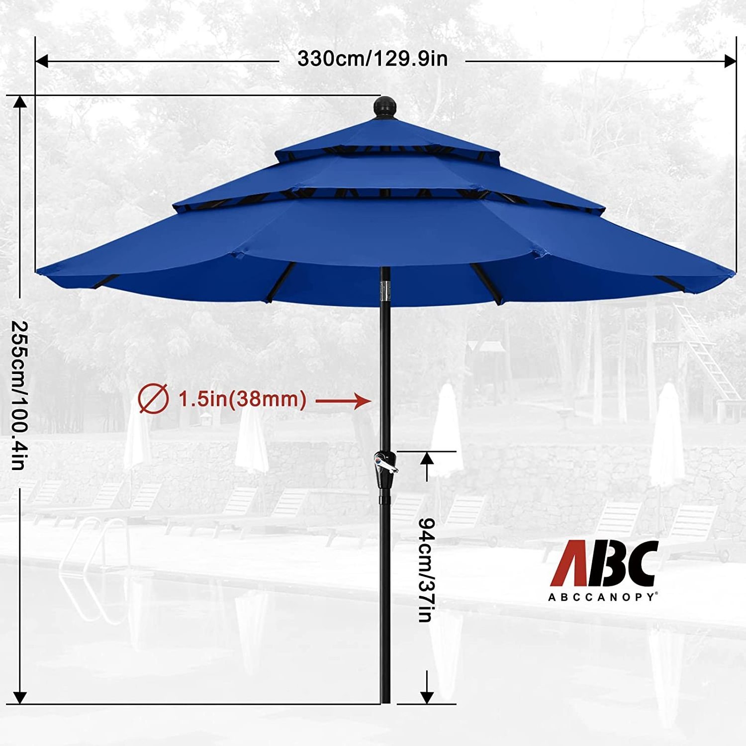 11ft  Outdoor Patio Umbrella Outdoor Table Umbrella with Push Button Tilt and Crank, Market Umbrella