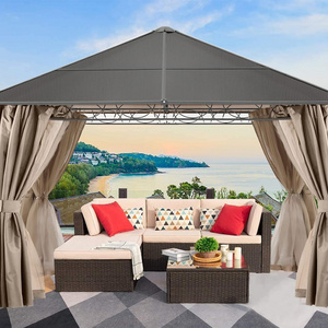 ABCCANOPY Outdoor Hardtop Aluminum Patio Gazebo with Mosquito Netting Screen Walls Curtain (10x10,Dark Grey)