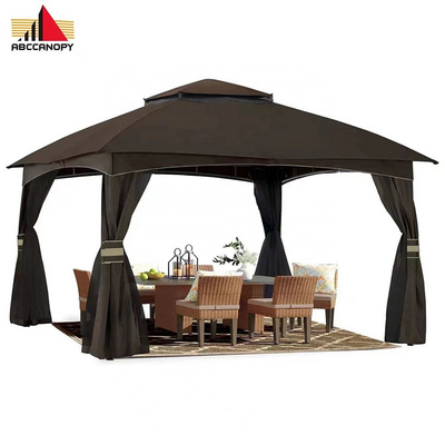 10 x 12 Ft Outdoor Pavilion Tent With Mosquito Netting Metal Patio Gazebo Kits With 4 Side Walls Outdoor Tents