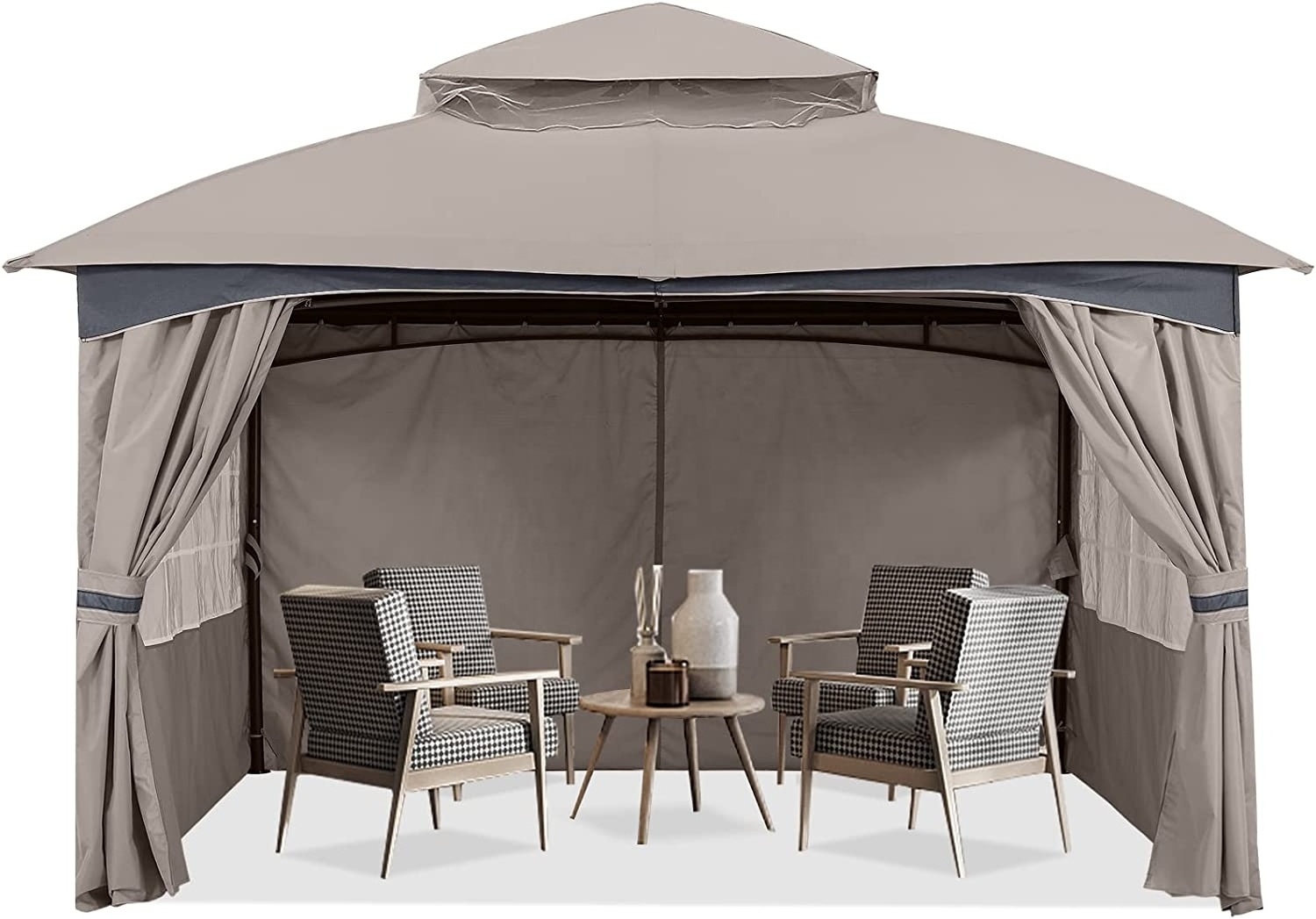 8'x8' Rip-Lock Gazebo Outdoor Canopy Tent Patio Shades Waterproof Canopies Sun Shade With Window