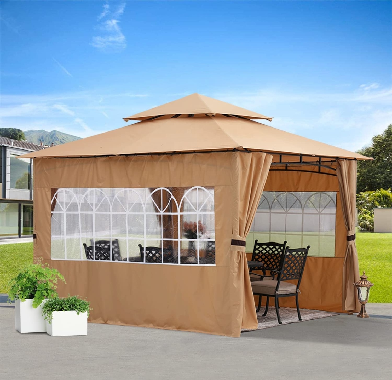 8 x 8ft Patio Waterproof Gazebo With Sides Gazebo For Sale Garden Gazebo With Bar