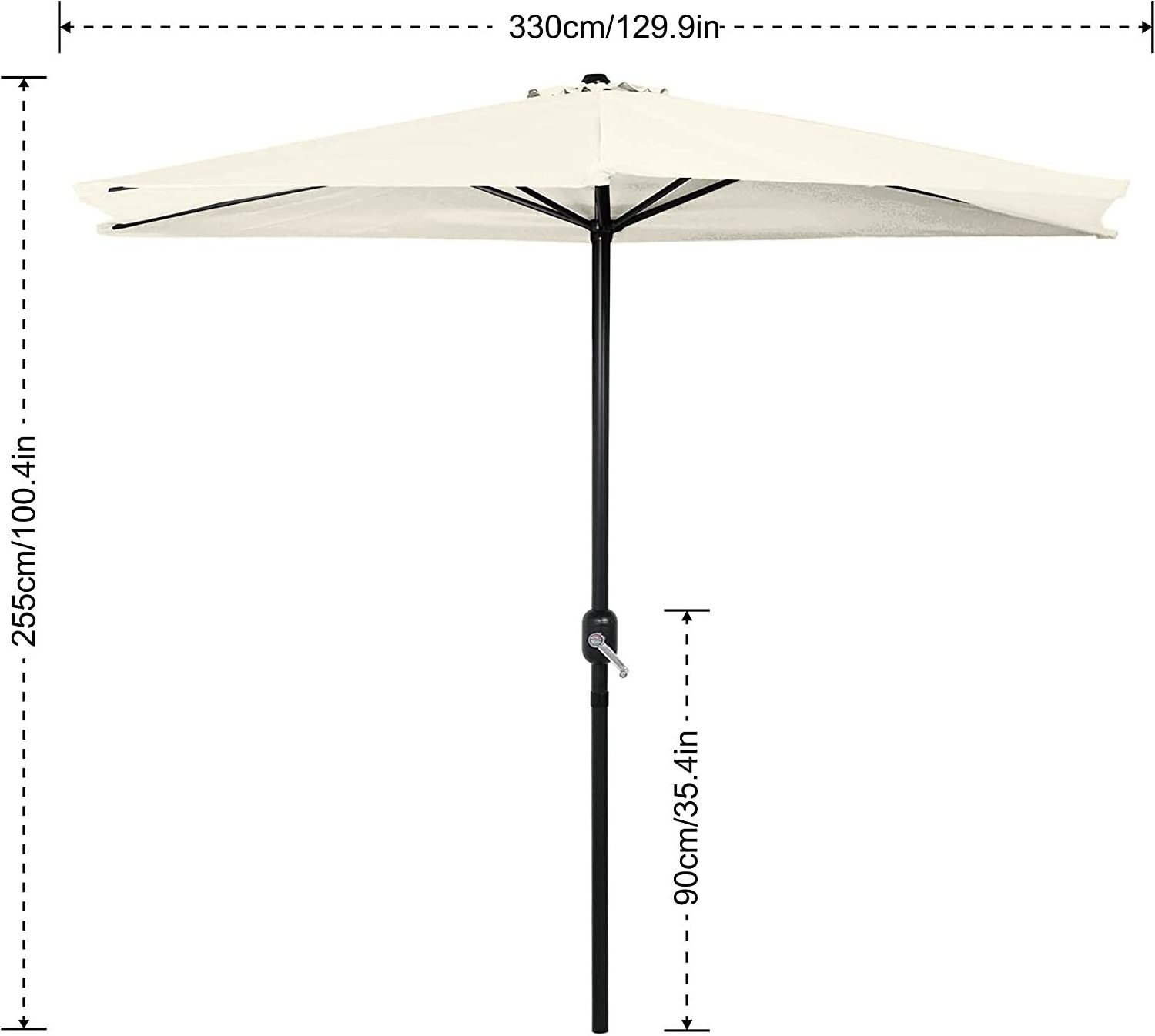 Outdoor Wall Parasol Half Round Sun Patio Umbrella