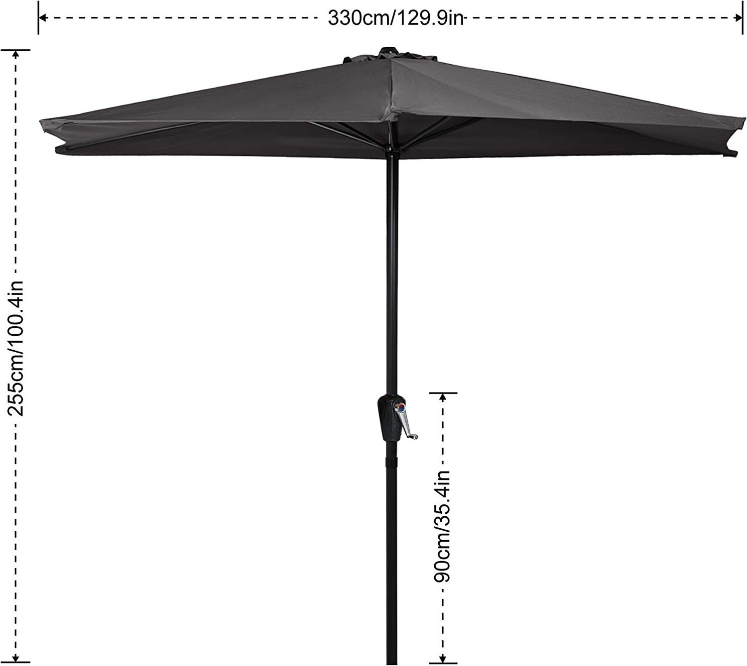 2023 Waterproof Canopy off-The-Wall Half Round Sun Shelter Patio Outdoor Wall Parasol Garden Umbrella