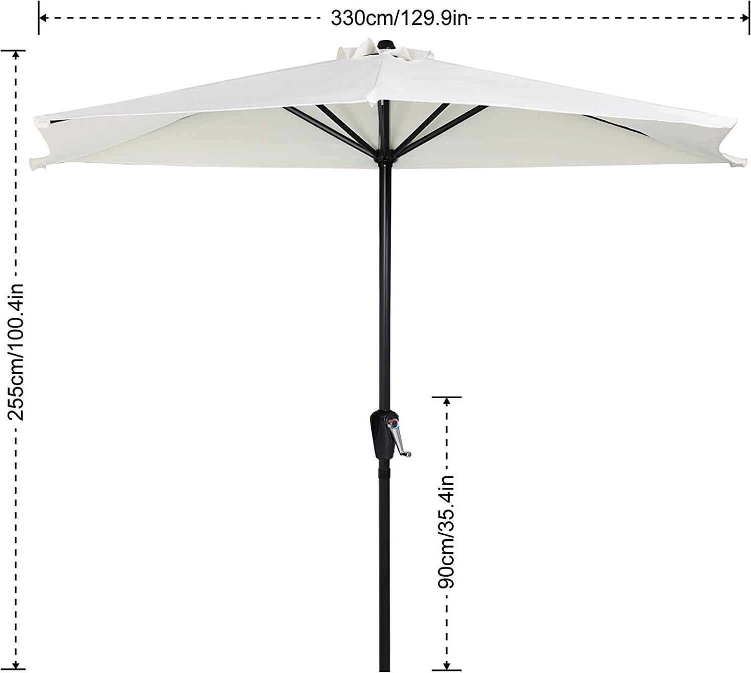 Parasol Garden Balcony Half Umbrella Semicircular with Crank