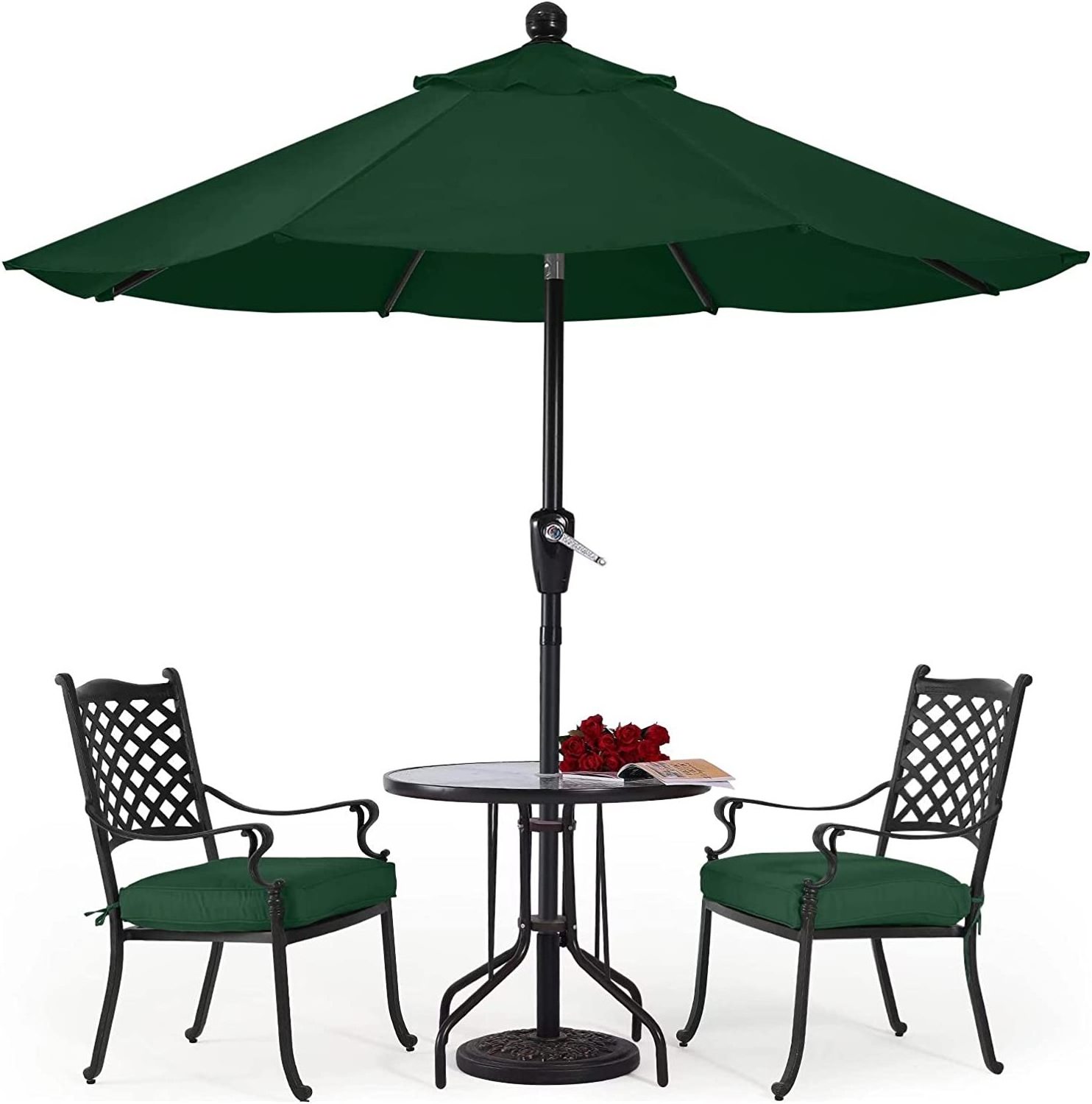 Simple Deluxe Patio Umbrella Outdoor, UV Protection Sunshade with Push Button Tilt/Crank and 8 Sturdy Ribs, for Table Garden Law