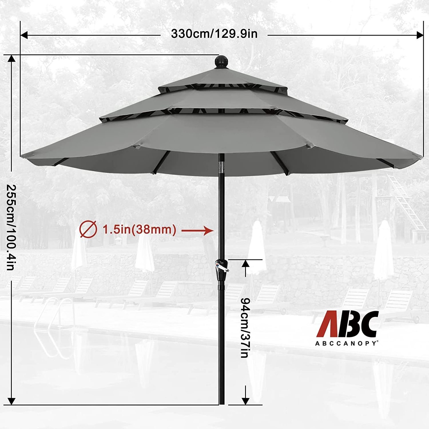 Outdoor Market Parasol 3-Tier Deluxe Air Vent Table Umbrella