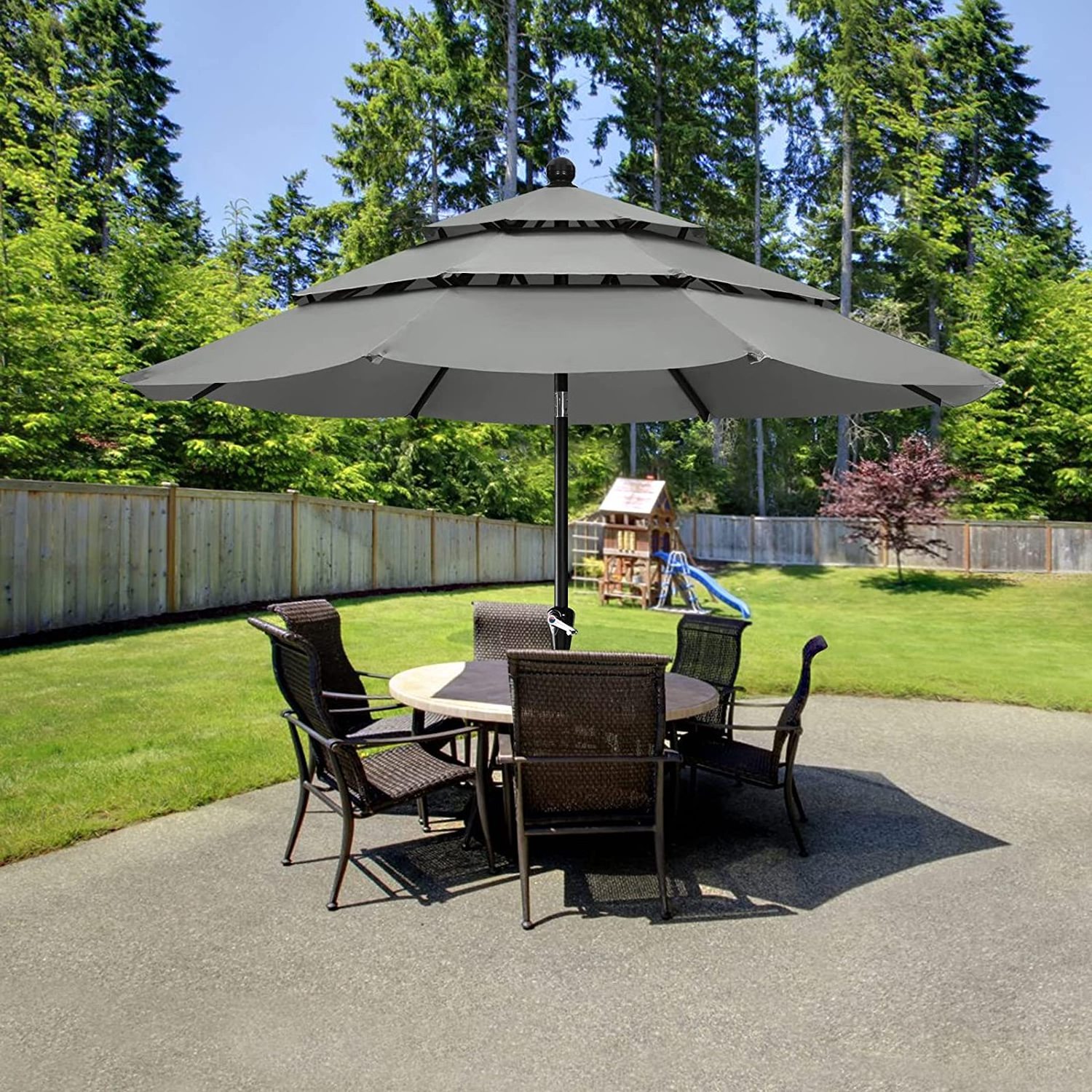 Outdoor Market Parasol 3-Tier Deluxe Air Vent Table Umbrella