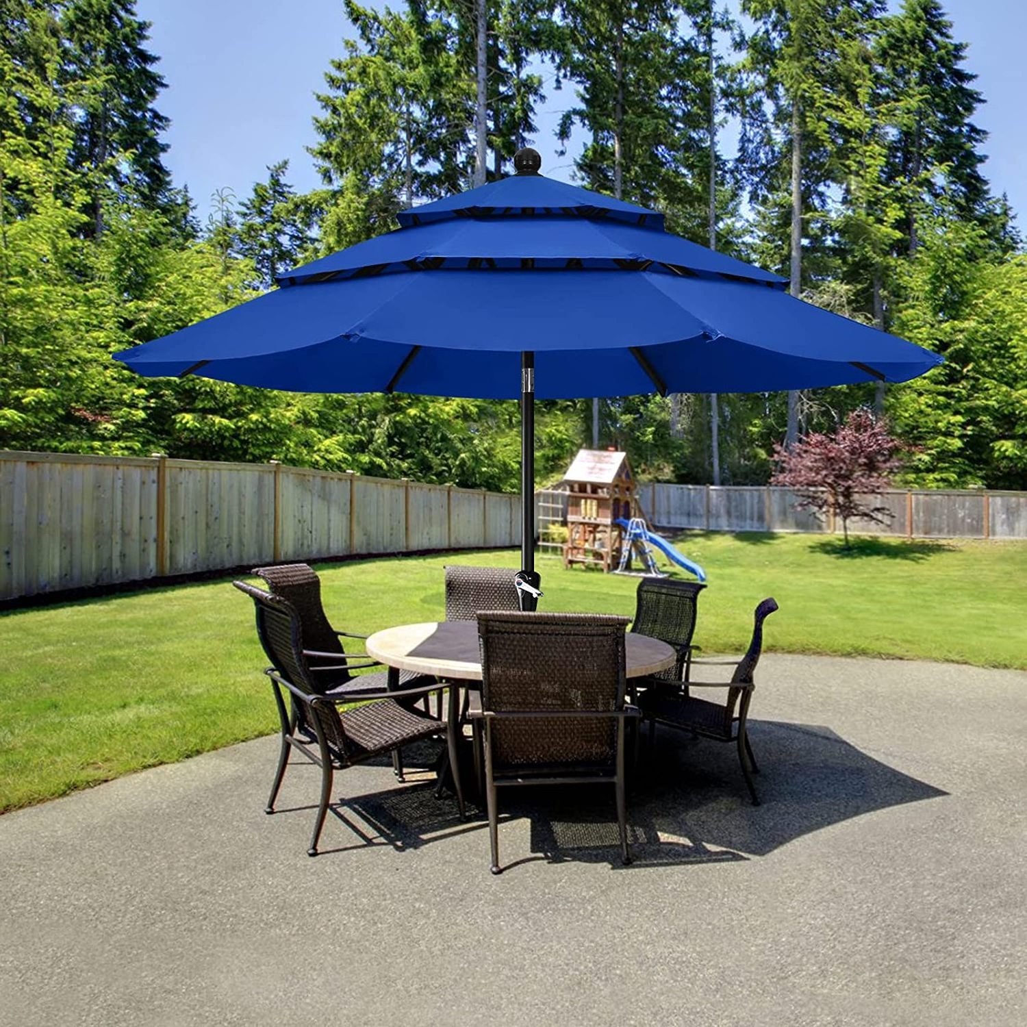 2024 Garden Steel Market Parasol Outdoor umbrella with crank