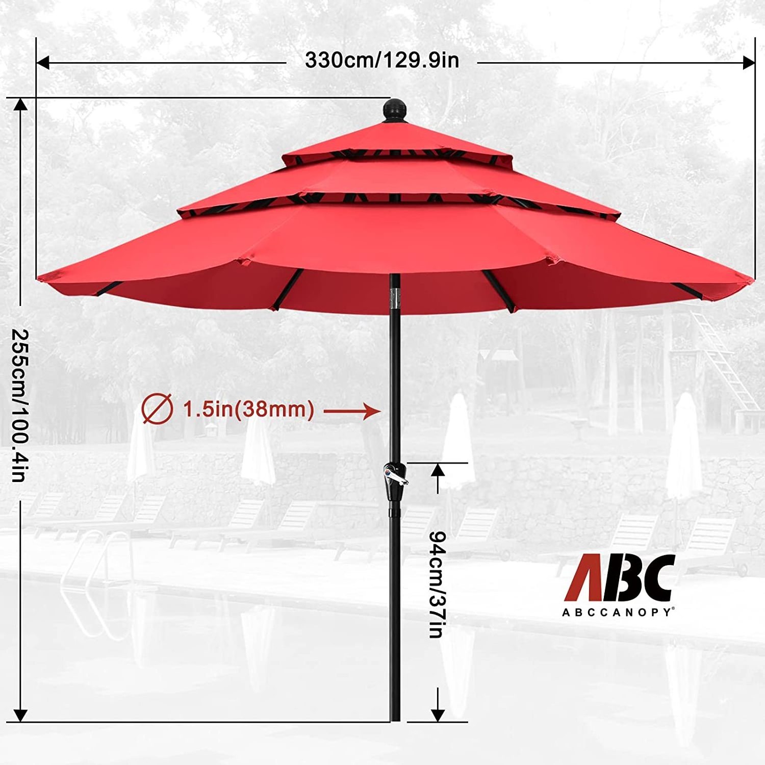 Hot Sale Three Layer Patio Umbrella with Steel Shaft for Garden Using