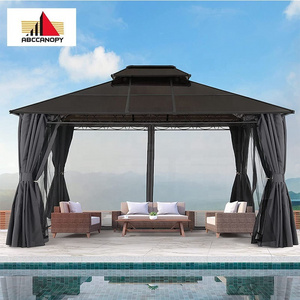 ABCCANOPY 10x10 Double Roof Hardtop Patio Large Gazebo Gazebo Outdoor Garden With Curtains And Netting Pergola Gazebo