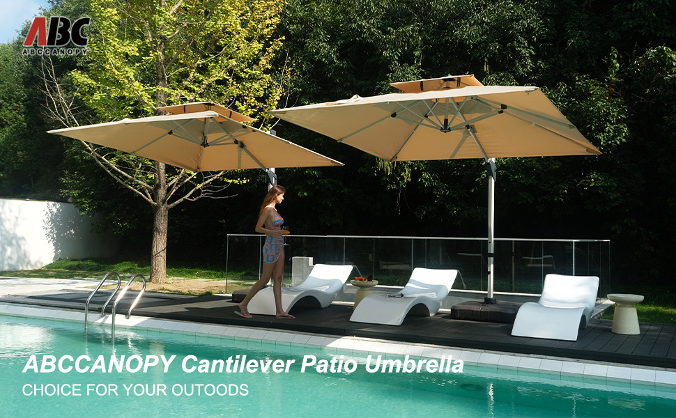 Custom Villa Outdoor Garden Furniture Swimming Pool Aluminum Beach Cantilever Parasol Beach Sun Umbrella