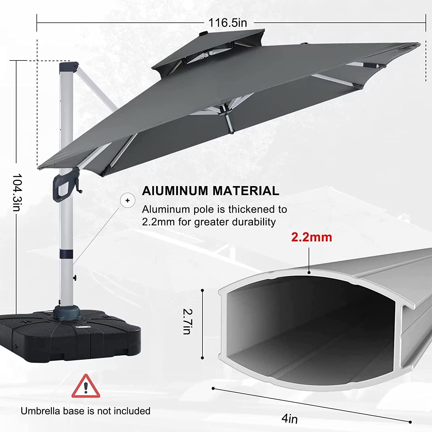 Roman Folding Cantilever Parasols Outdoor Aluminum Frame Patio Sunshade Umbrellas