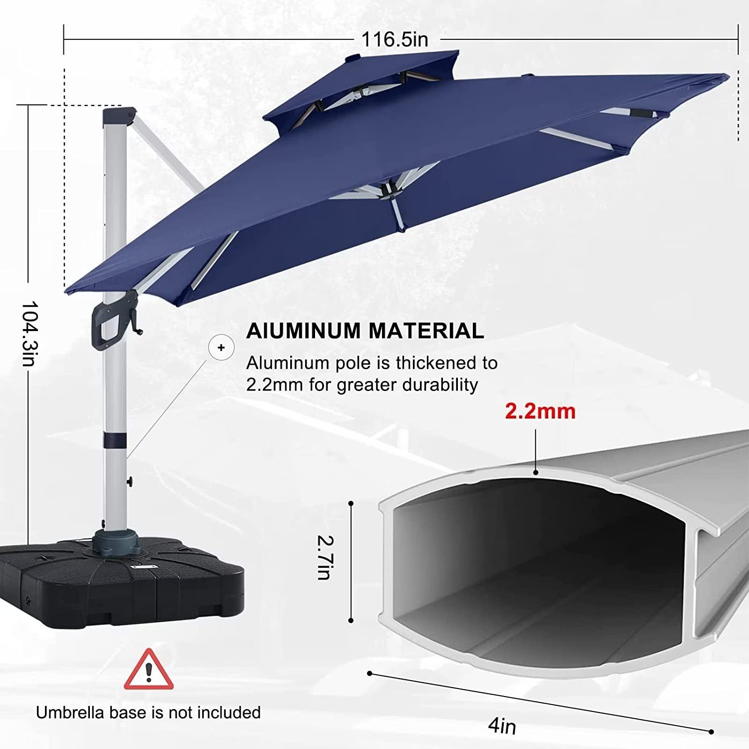 Cheap Adjustable Outdoor Waterproof Garden Furniture Large Restaurant Cafe Hotel Market Commercial Parasol Cantilever Patio Sun