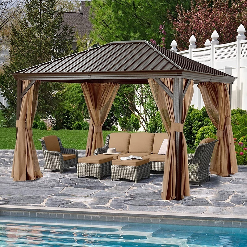 10x12 ABCCanopy Single Roof Aluminum Hardtop Patio Gazebo with Galvanized Steel Roof